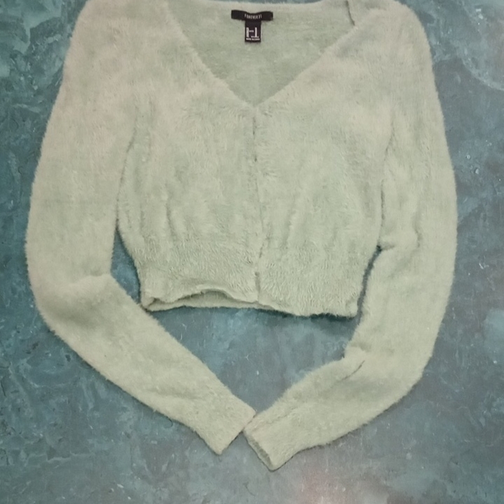 Forever 21 Mint Green Fuzzy Crop Top